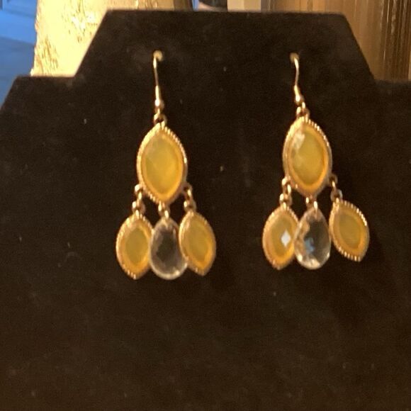 Rounded Diamond Drop Earrings in Goldtone - Picture 1 of 6